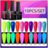 MEET ACROSS 10 DB/Szett Gél körömlakk Fluoreszkáló Neon Tavaszi Nyári Félig Permanens Soak Off Nail Art Lakk UV Gél körömre