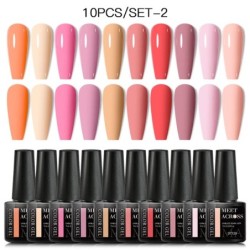 MEET ACROSS 10 DB/Szett Gél körömlakk Fluoreszkáló Neon Tavaszi Nyári Félig Permanens Soak Off Nail Art Lakk UV Gél körömre