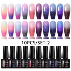 MEET ACROSS 10 DB/Szett Gél körömlakk Fluoreszkáló Neon Tavaszi Nyári Félig Permanens Soak Off Nail Art Lakk UV Gél körömre