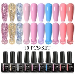 MEET ACROSS 10 DB/Szett Gél körömlakk Fluoreszkáló Neon Tavaszi Nyári Félig Permanens Soak Off Nail Art Lakk UV Gél körömre