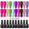 MEET ACROSS 10 DB/Szett Gél körömlakk Fluoreszkáló Neon Tavaszi Nyári Félig Permanens Soak Off Nail Art Lakk UV Gél körömre