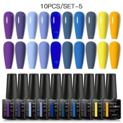 MEET ACROSS 10 DB/Szett Gél körömlakk Fluoreszkáló Neon Tavaszi Nyári Félig Permanens Soak Off Nail Art Lakk UV Gél körömre