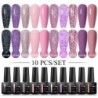 MEET ACROSS 10 DB/Szett Gél körömlakk Fluoreszkáló Neon Tavaszi Nyári Félig Permanens Soak Off Nail Art Lakk UV Gél körömre