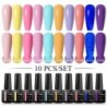 MEET ACROSS 10 DB/Szett Gél körömlakk Fluoreszkáló Neon Tavaszi Nyári Félig Permanens Soak Off Nail Art Lakk UV Gél körömre