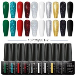 MEET ACROSS 10 DB/Szett Gél körömlakk Fluoreszkáló Neon Tavaszi Nyári Félig Permanens Soak Off Nail Art Lakk UV Gél körömre