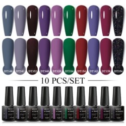 MEET ACROSS 10 DB/Szett Gél körömlakk Fluoreszkáló Neon Tavaszi Nyári Félig Permanens Soak Off Nail Art Lakk UV Gél körömre