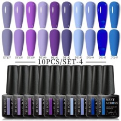 MEET ACROSS 10 DB/Szett Gél körömlakk Fluoreszkáló Neon Tavaszi Nyári Félig Permanens Soak Off Nail Art Lakk UV Gél körömre