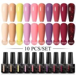 MEET ACROSS 10 DB/Szett Gél körömlakk Fluoreszkáló Neon Tavaszi Nyári Félig Permanens Soak Off Nail Art Lakk UV Gél körömre