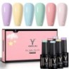 YOKEFELLOW 6 DB Pasztell zselés körömlakk szett Tavaszi Nyári Gél Lakk Macaron Candy Sweet Color Soft Pink Sárga Lila Gél Lakk