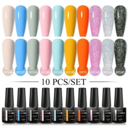 MEET ACROSS 10 DB/Szett Gél körömlakk Fluoreszkáló Neon Tavaszi Nyári Félig Permanens Soak Off Nail Art Lakk UV Gél körömre