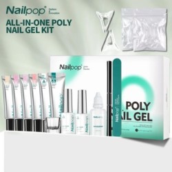 NAILPOP 6 Colors Poly körömhosszabbító gél készlet Nude Pink Komplett kezdőkészlet alapozó fedőréteggel kezdő köröm DIY Női aján