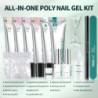 NAILPOP 6 Colors Poly körömhosszabbító gél készlet Nude Pink Komplett kezdőkészlet alapozó fedőréteggel kezdő köröm DIY Női aján