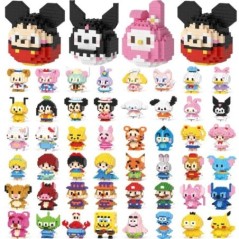 Cinnamoroll Mickey Mouse Stitch rajzfilm Hello Kitty blokk karakter összerakott modell építőkocka babák játék gyerekeknek ajándé