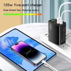 Supercharge USB Type C kábel QC3.0 120W PD szupergyors töltő Samsung iPhone Xiaomi Huawei univerzális 5 portos gyorstöltőhöz