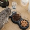 Pet Cat Bowl Automata adagoló 3 az 1-ben Kutya macskaeledel tál szökőkúttal Dupla tál ivótál megemelt állványos edénytálak macsk