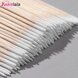 1000db Micro Wood Pamut tampon szempilla meghosszabbító eszközök Tatoo Microblading Tisztítás Fa pálcikák Kozmetikai pamut kefe 