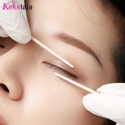 1000db Micro Wood Pamut tampon szempilla meghosszabbító eszközök Tatoo Microblading Tisztítás Fa pálcikák Kozmetikai pamut kefe 