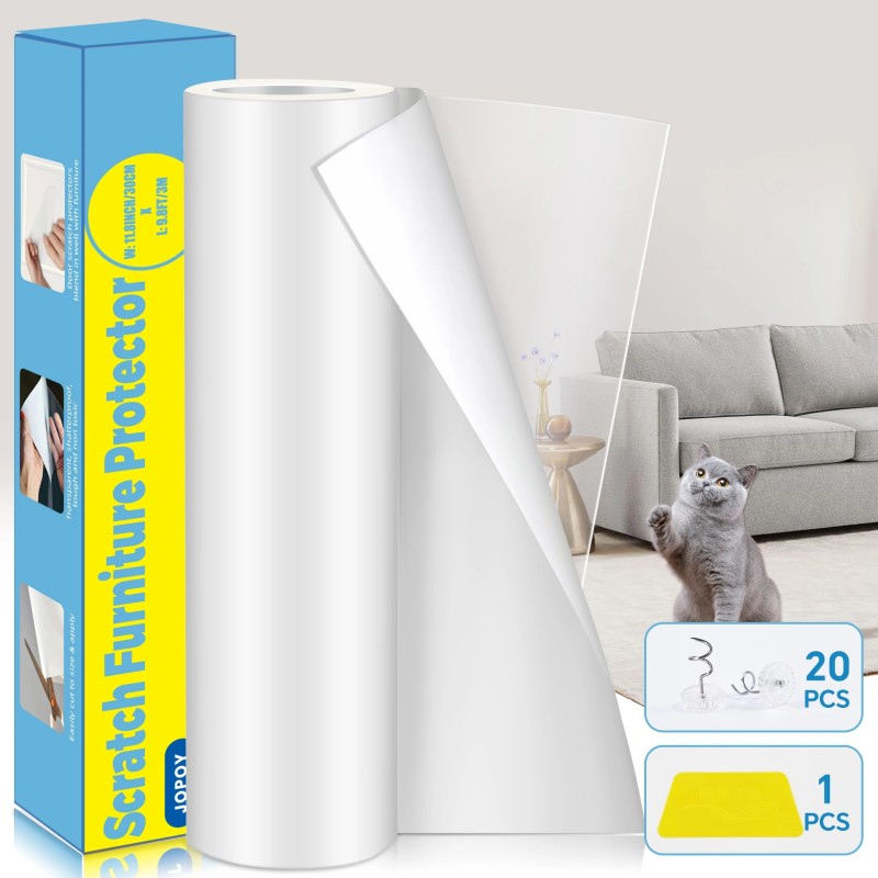 Cat Scratch Deterrent Tape  Furniture Protectors for Cats Transparent Self-Adhesive Pet Training Tape for Furniture 11,8 "x9,8ft