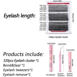 DIY szempillahosszabbító készlet 320 DB Egyedi szempilla hosszabbító 30D40D50D Cluster Lashes Kit szempillaragasztó eltávolító s