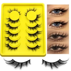 GROINNEYA Cat Eye Lashes Faux Mink Szempilla Szárnyas Vég Szem Megnyújtott Szempilla Cross Wispy Full Strip Lashes Szempilla hos