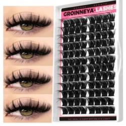 GROINNEYA Cluster Lashes Mixed Tray Faux Mink Lash Egyedi szempilla hosszabbítás DIY Lashes Cluster Hosszabbítás otthon