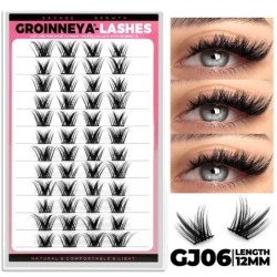 GROINNEYA Cluster Lashes Mixed Tray Faux Mink Lash Egyedi szempilla hosszabbítás DIY Lashes Cluster Hosszabbítás otthon