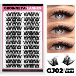 GROINNEYA Cluster Lashes Mixed Tray Faux Mink Lash Egyedi szempilla hosszabbítás DIY Lashes Cluster Hosszabbítás otthon