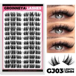 GROINNEYA Cluster Lashes Mixed Tray Faux Mink Lash Egyedi szempilla hosszabbítás DIY Lashes Cluster Hosszabbítás otthon