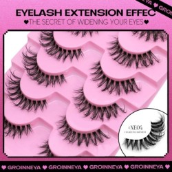 GROINNEYA Invisible Band Lashes 5/7 pár 3d Mink Lashes rövid hosszúságú átlátszó szár puha, természetes hatású szempilla hosszab