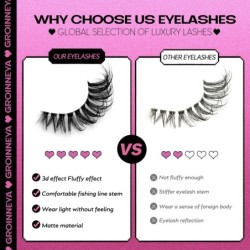 GROINNEYA Invisible Band Lashes 5/7 pár 3d Mink Lashes rövid hosszúságú átlátszó szár puha, természetes hatású szempilla hosszab