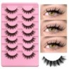 GROINNEYA Invisible Band Lashes 5/7 pár 3d Mink Lashes rövid hosszúságú átlátszó szár puha, természetes hatású szempilla hosszab