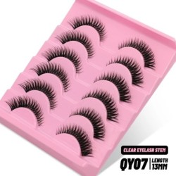 GROINNEYA Invisible Band Lashes 5/7 pár 3d Mink Lashes rövid hosszúságú átlátszó szár puha, természetes hatású szempilla hosszab