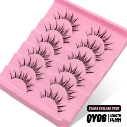 GROINNEYA Invisible Band Lashes 5/7 pár 3d Mink Lashes rövid hosszúságú átlátszó szár puha, természetes hatású szempilla hosszab