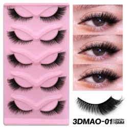 GROINNEYA Invisible Band Lashes 5/7 pár 3d Mink Lashes rövid hosszúságú átlátszó szár puha, természetes hatású szempilla hosszab