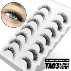 GROINNEYA Invisible Band Lashes 5/7 pár 3d Mink Lashes rövid hosszúságú átlátszó szár puha, természetes hatású szempilla hosszab