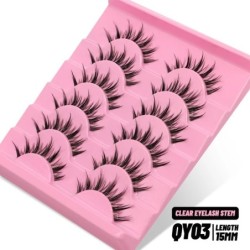 GROINNEYA Invisible Band Lashes 5/7 pár 3d Mink Lashes rövid hosszúságú átlátszó szár puha, természetes hatású szempilla hosszab