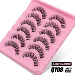 GROINNEYA Invisible Band Lashes 5/7 pár 3d Mink Lashes rövid hosszúságú átlátszó szár puha, természetes hatású szempilla hosszab