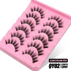 GROINNEYA Invisible Band Lashes 5/7 pár 3d Mink Lashes rövid hosszúságú átlátszó szár puha, természetes hatású szempilla hosszab