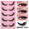 GROINNEYA Invisible Band Lashes 5/7 pár 3d Mink Lashes rövid hosszúságú átlátszó szár puha, természetes hatású szempilla hosszab