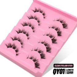 GROINNEYA Invisible Band Lashes 5/7 pár 3d Mink Lashes rövid hosszúságú átlátszó szár puha, természetes hatású szempilla hosszab