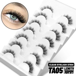 GROINNEYA Invisible Band Lashes 5/7 pár 3d Mink Lashes rövid hosszúságú átlátszó szár puha, természetes hatású szempilla hosszab