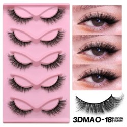 GROINNEYA Invisible Band Lashes 5/7 pár 3d Mink Lashes rövid hosszúságú átlátszó szár puha, természetes hatású szempilla hosszab