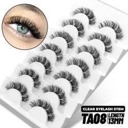 GROINNEYA Invisible Band Lashes 5/7 pár 3d Mink Lashes rövid hosszúságú átlátszó szár puha, természetes hatású szempilla hosszab