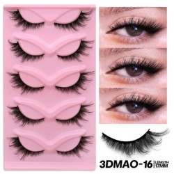 GROINNEYA Invisible Band Lashes 5/7 pár 3d Mink Lashes rövid hosszúságú átlátszó szár puha, természetes hatású szempilla hosszab