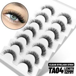 GROINNEYA Invisible Band Lashes 5/7 pár 3d Mink Lashes rövid hosszúságú átlátszó szár puha, természetes hatású szempilla hosszab