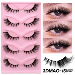 GROINNEYA Invisible Band Lashes 5/7 pár 3d Mink Lashes rövid hosszúságú átlátszó szár puha, természetes hatású szempilla hosszab