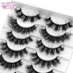 GROINNEYA műszempillák macskaszem bolyhos műszempillák 8D Wispy Lashes 5/6 páros csomag drámai hosszú, vastag volumen szempillák