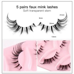 5 pár műszempilla Cat Eye természetes kúpos félszempilla Rókaszem Szárnyas macskaszem Mink szempilla meghosszabbító smink