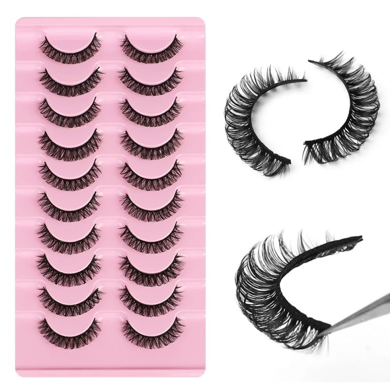 10 pár szempilla D Curl Russian Lashes 3D Mink szempilla Újrafelhasználható bolyhos orosz csíkos szempillák