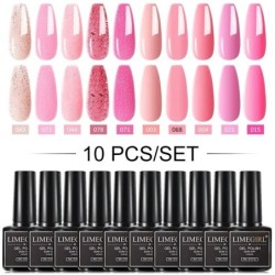 10 db/készlet zselés körömlakk készlet Pink Glitter Scheme Népszerű nyári színek Semi Permanent Soak Off UV LED körömlakk készle